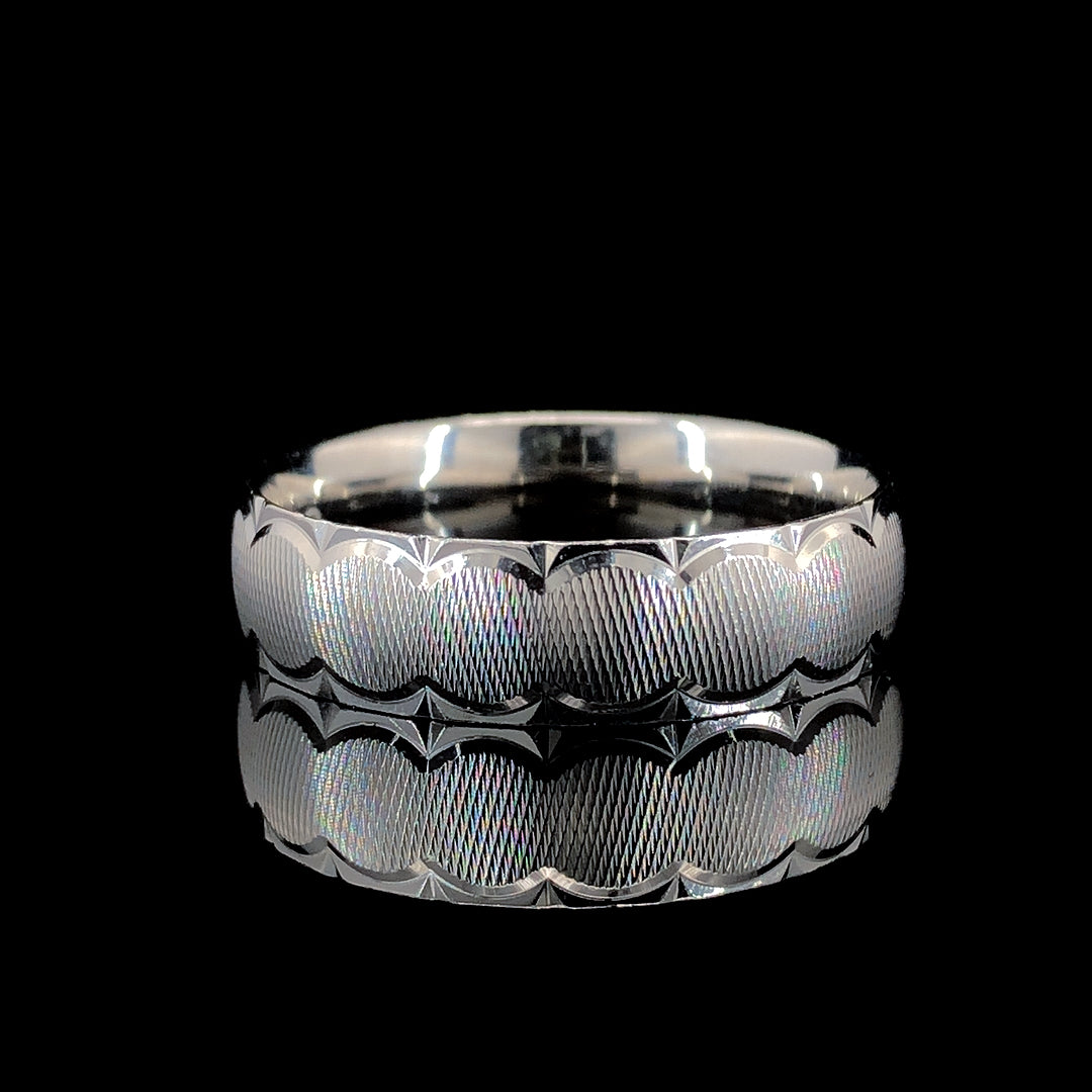 Zylver Engraved Wave Pattern Ring for Men - Sterling Silver Collection