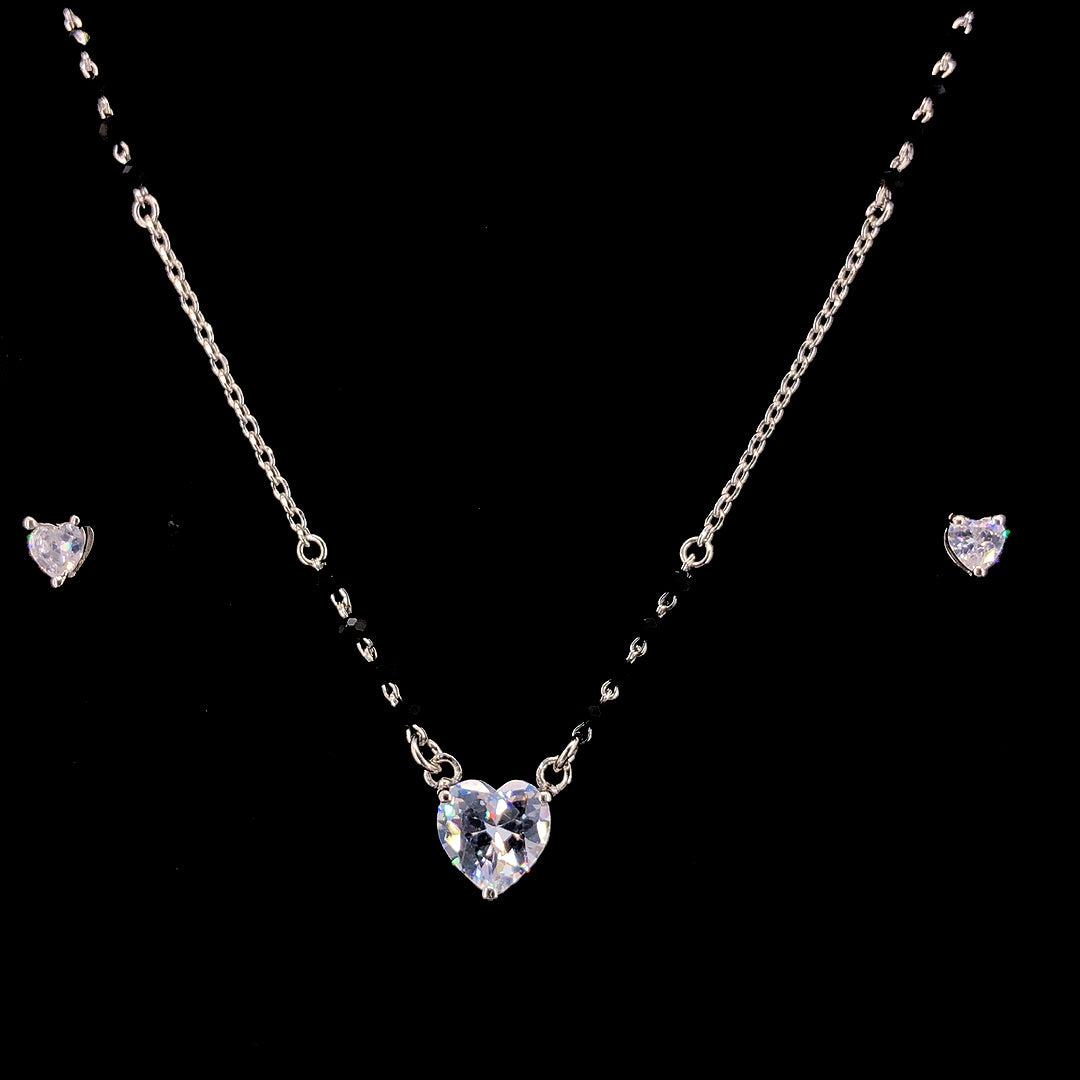 Zylver Sterling Silver Heart Mangalsutra Set