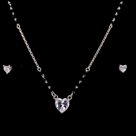 Zylver Sterling Silver Heart Mangalsutra Set
