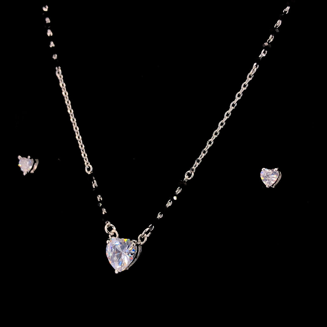 Zylver Sterling Silver Heart Mangalsutra Set