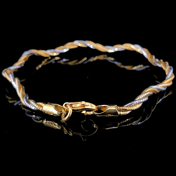 Zylver Two-Tone Twisted Rope Bracelet for Men and Women - Sterling Silver Collection