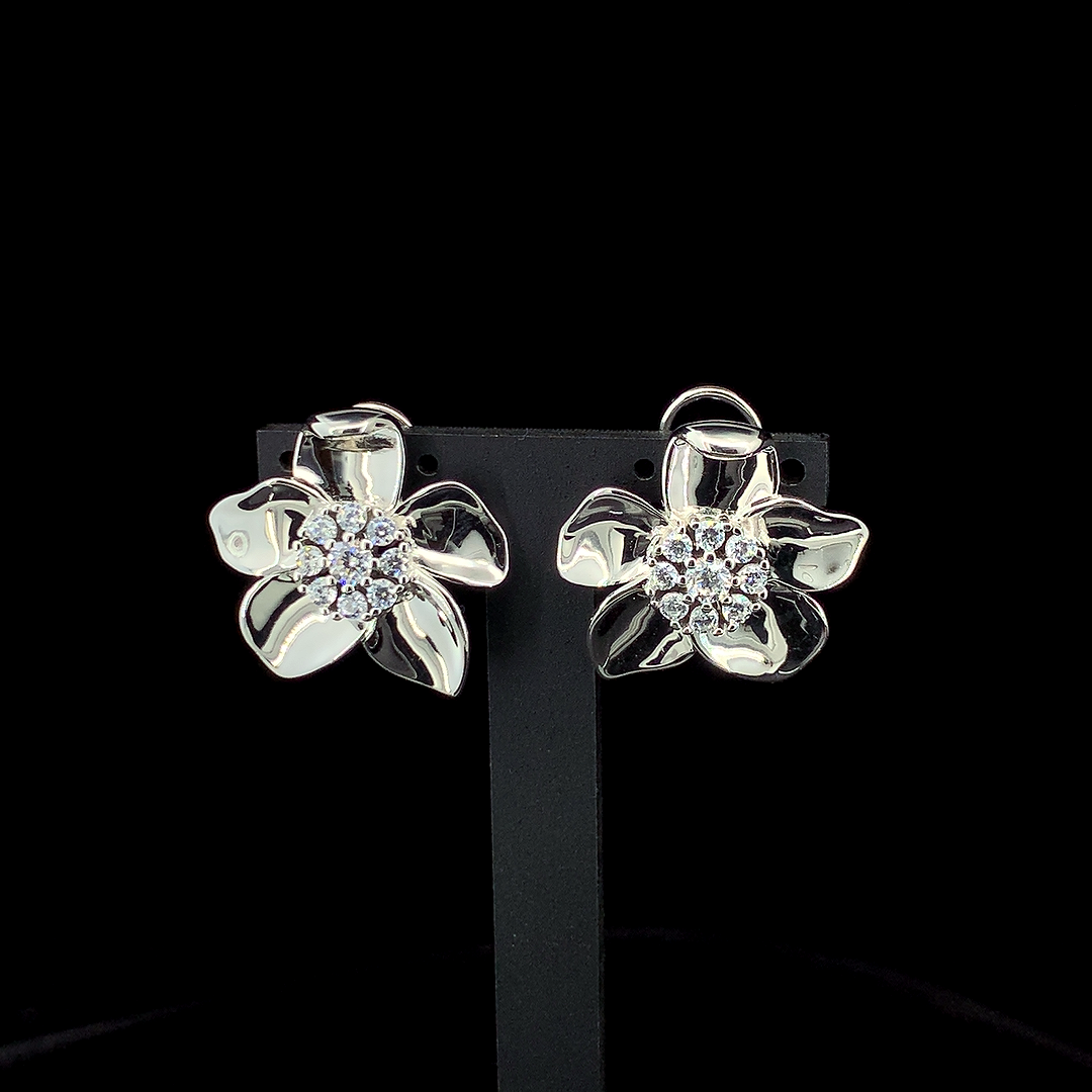 Zylver Floral Stud Earrings for Women - Sterling Silver Collection