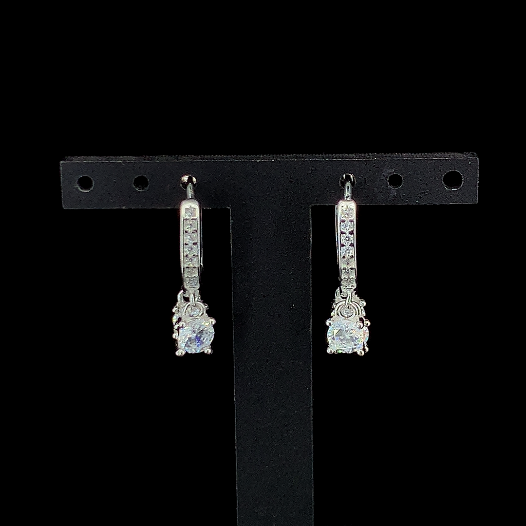Zylver CZ Dangle Hoop Earrings for Women - Sterling Silver Collection