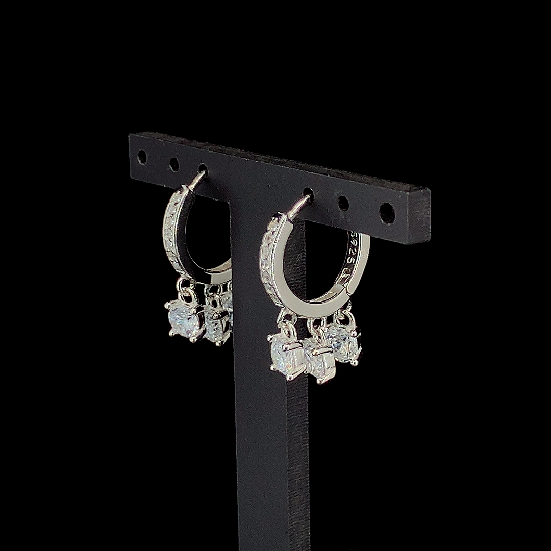 Zylver CZ Dangle Hoop Earrings for Women - Sterling Silver Collection