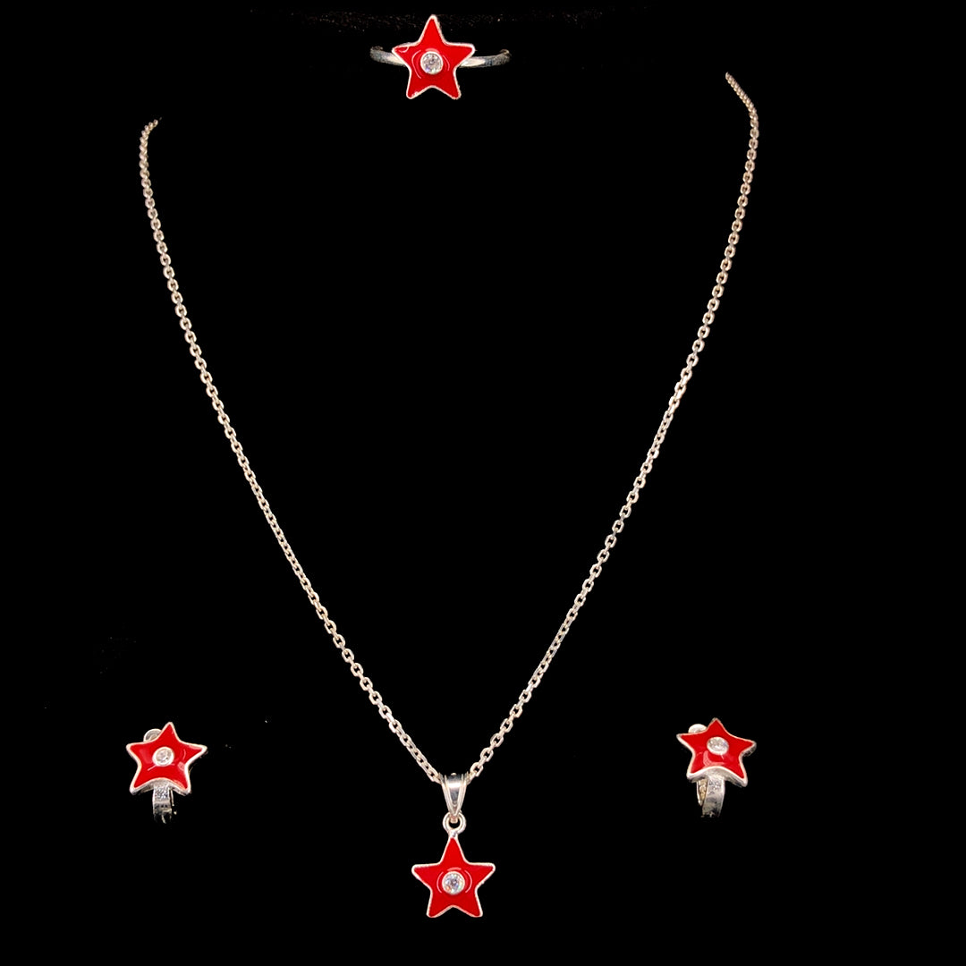 Zylver Red Star Jewelry Set for Children - Sterling Silver Collection