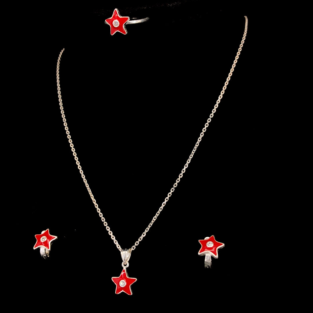 Zylver Red Star Jewelry Set for Children - Sterling Silver Collection