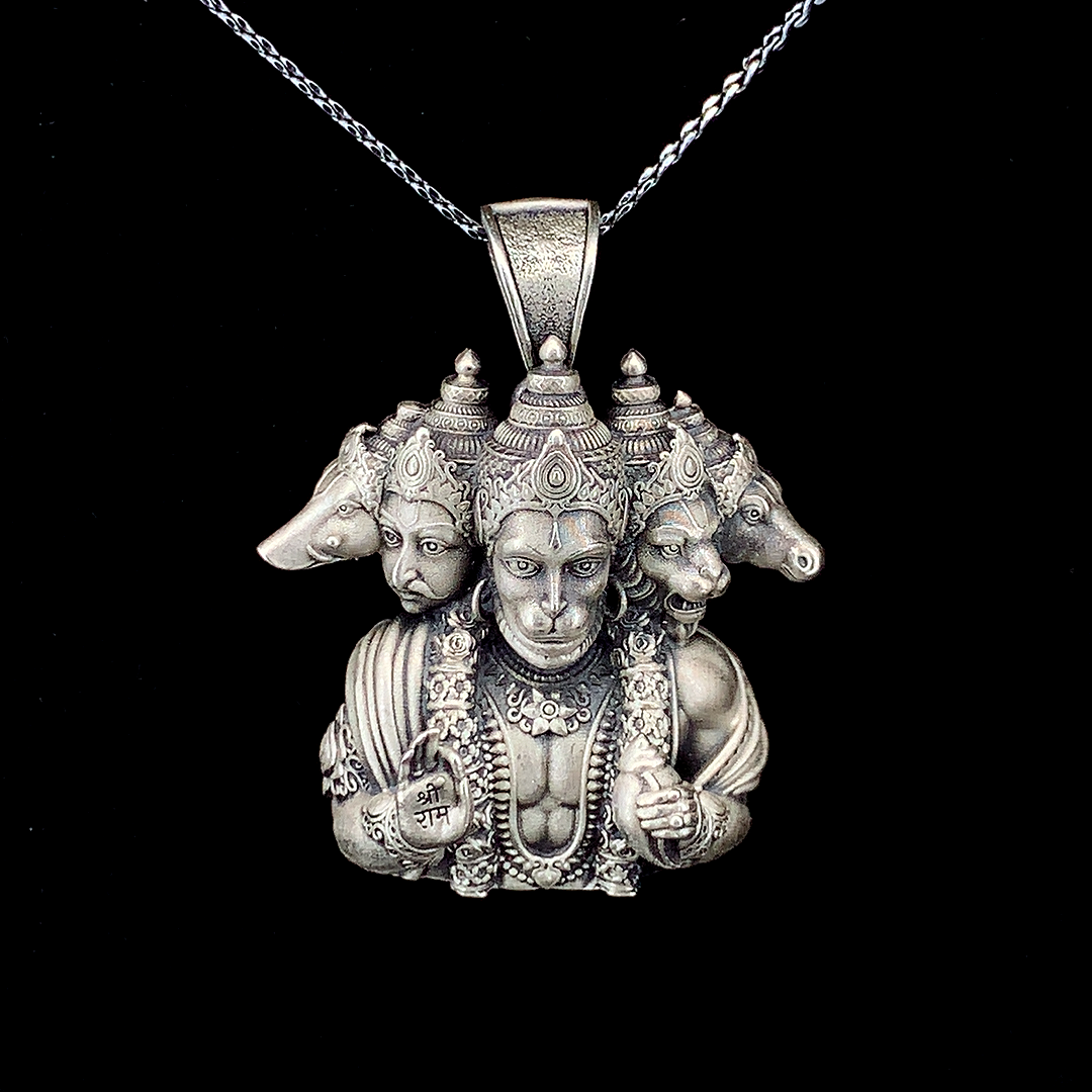 Zylver Panchmukhi Hanuman Pendant for Men - Sterling Silver Collection