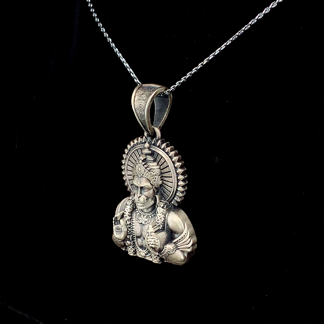 Zylver Lord Hanuman Pendant for Men - Sterling Silver Collection