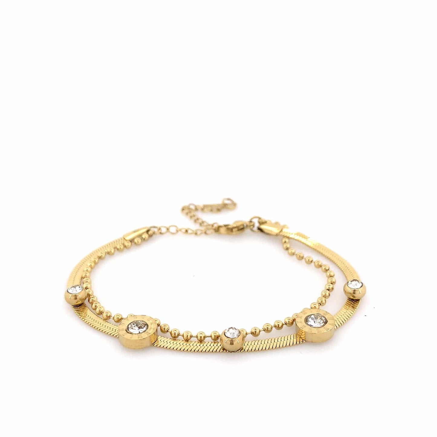 Zylver Dual-Layer Crystal Bracelet for Women - Demi-Fine Collection