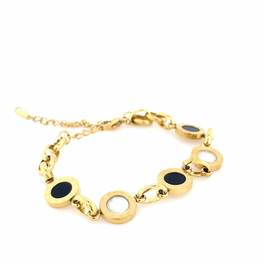 Zylver Circle Link Bracelet with Black and White Accents for Women - Demi-Fine Collection