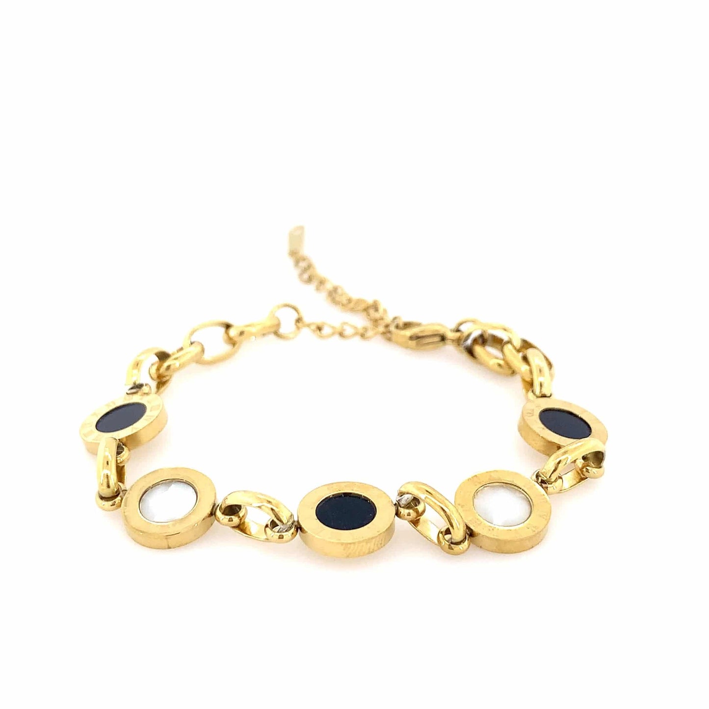 Zylver Circle Link Bracelet with Black and White Accents for Women - Demi-Fine Collection