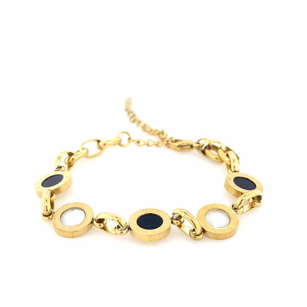 Zylver Circle Link Bracelet with Black and White Accents for Women - Demi-Fine Collection
