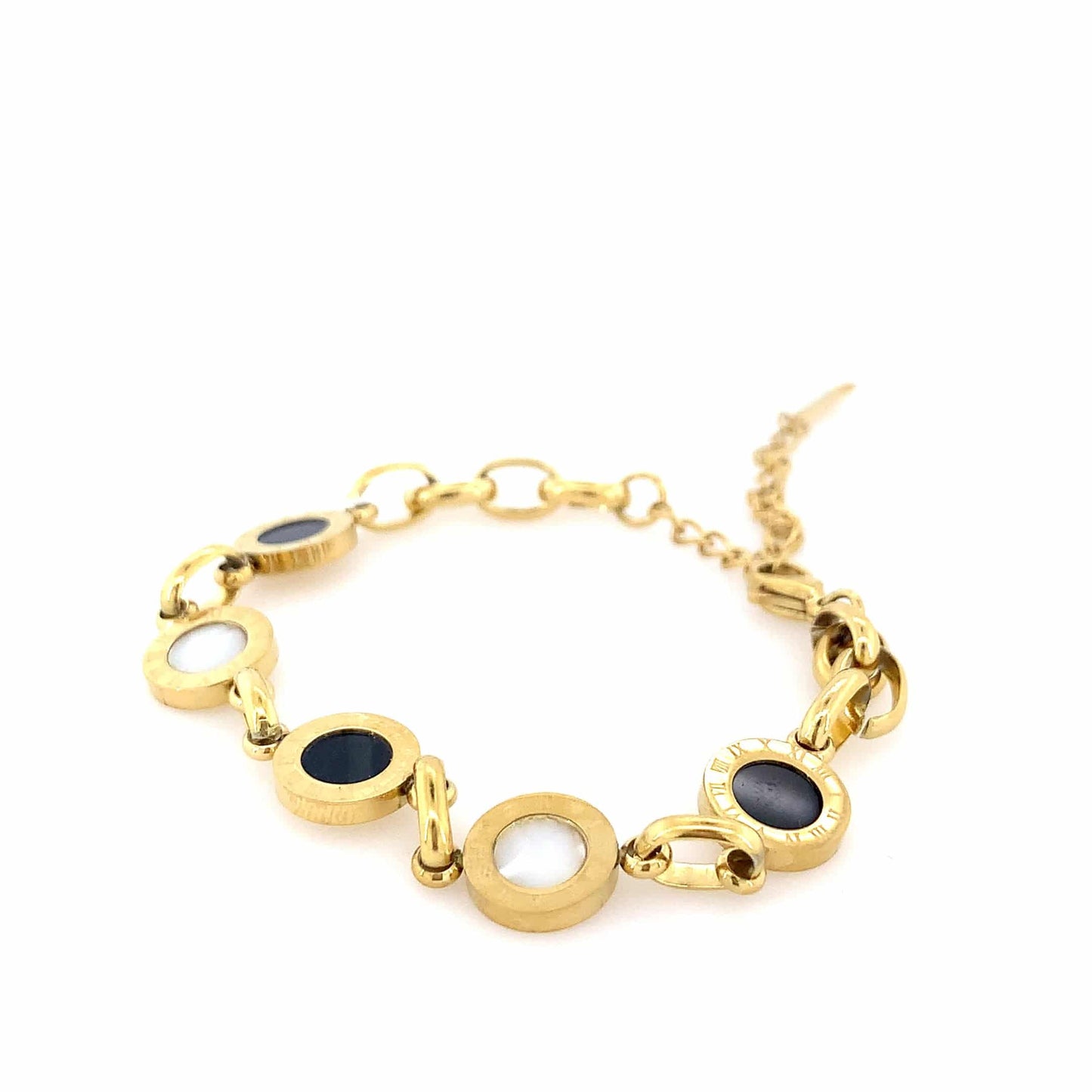 Zylver Circle Link Bracelet with Black and White Accents for Women - Demi-Fine Collection