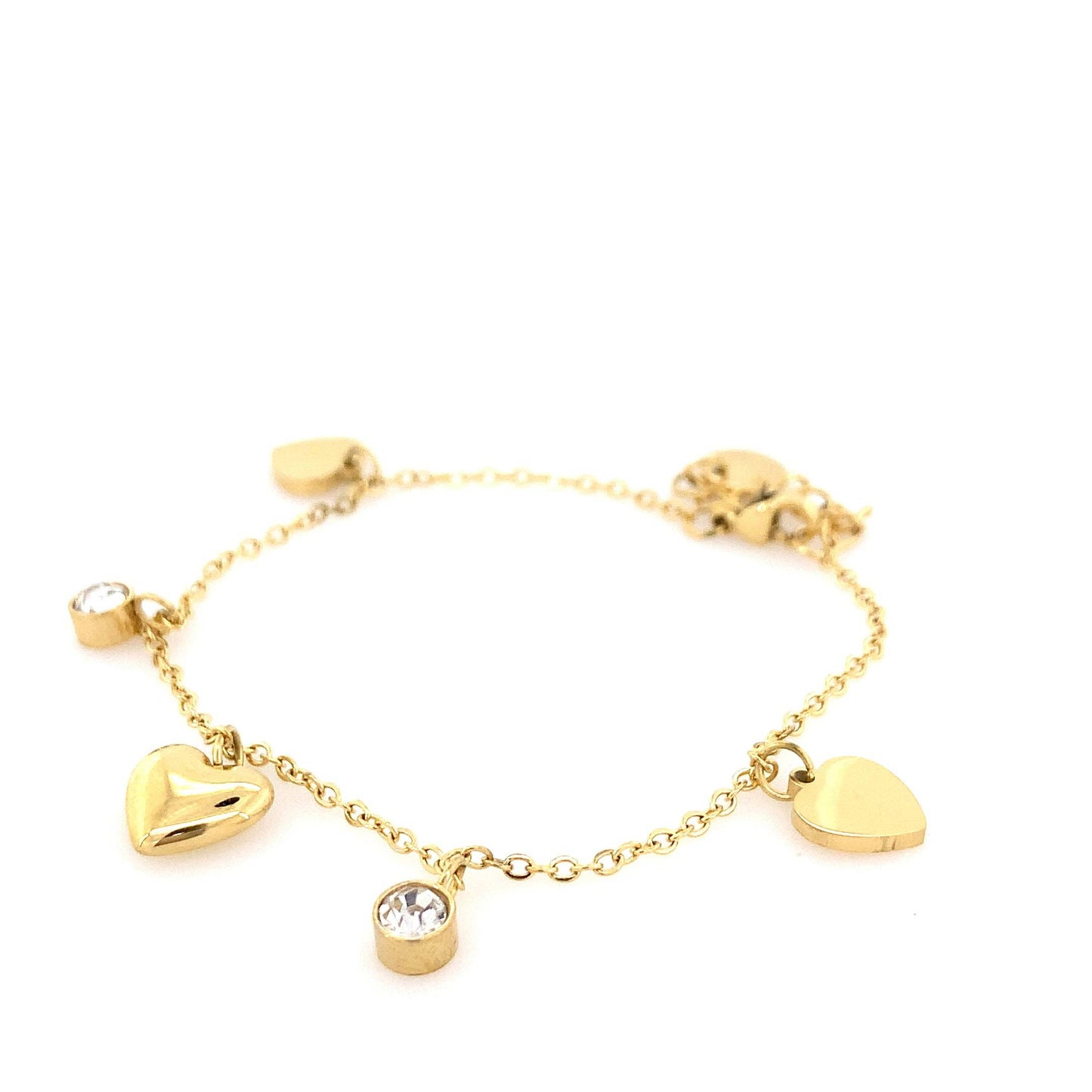 Zylver Heart Charm Bracelet with Crystal Accents for Women - Demi-Fine Collection