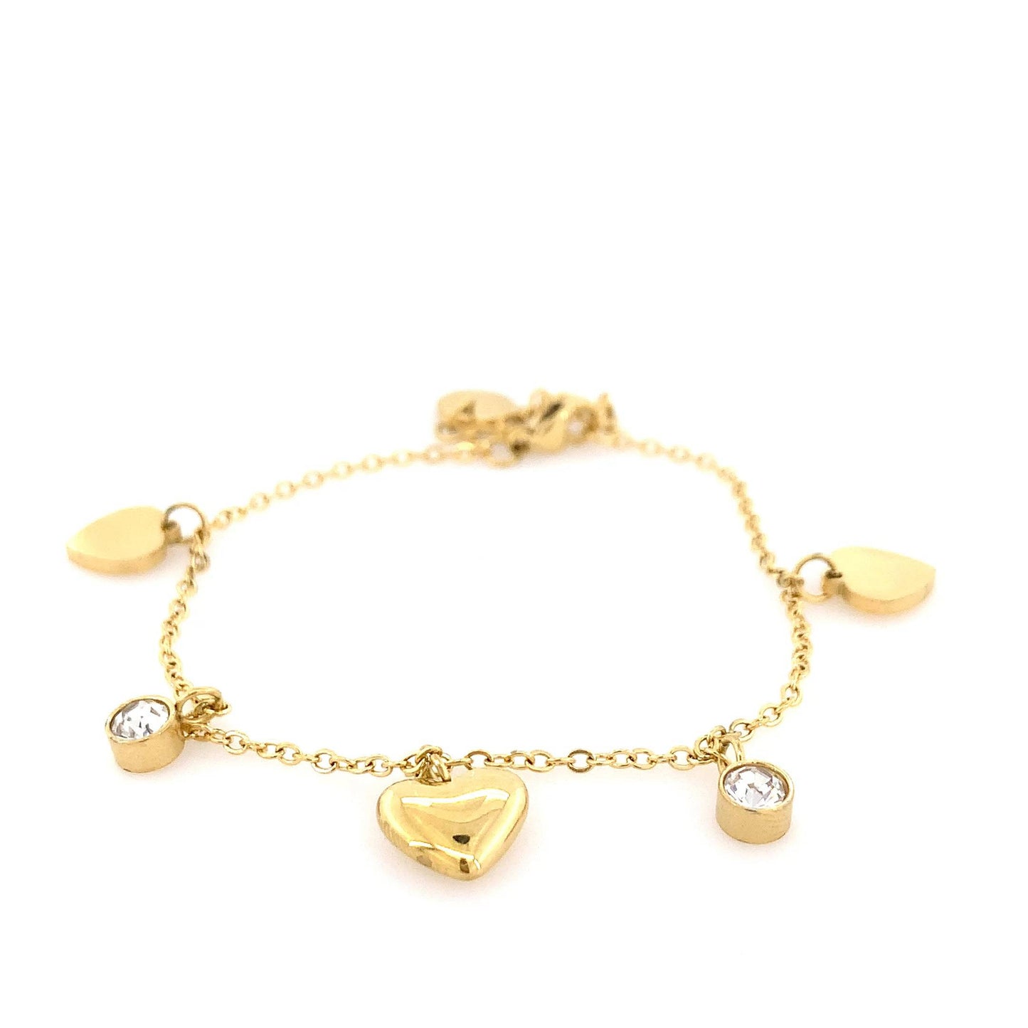 Zylver Heart Charm Bracelet with Crystal Accents for Women - Demi-Fine Collection