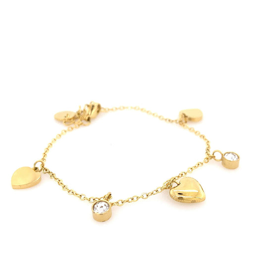 Zylver Heart Charm Bracelet with Crystal Accents for Women - Demi-Fine Collection