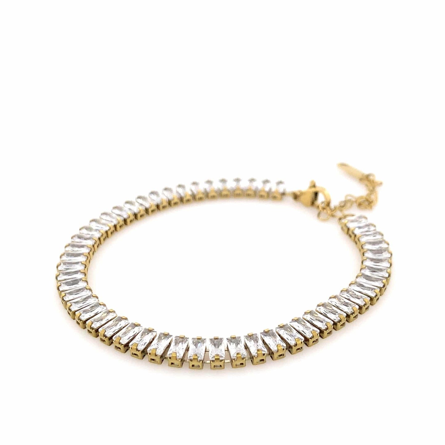Zylver Tennis Bracelet with Clear Baguette Crystals for Women - Demi-Fine Collection