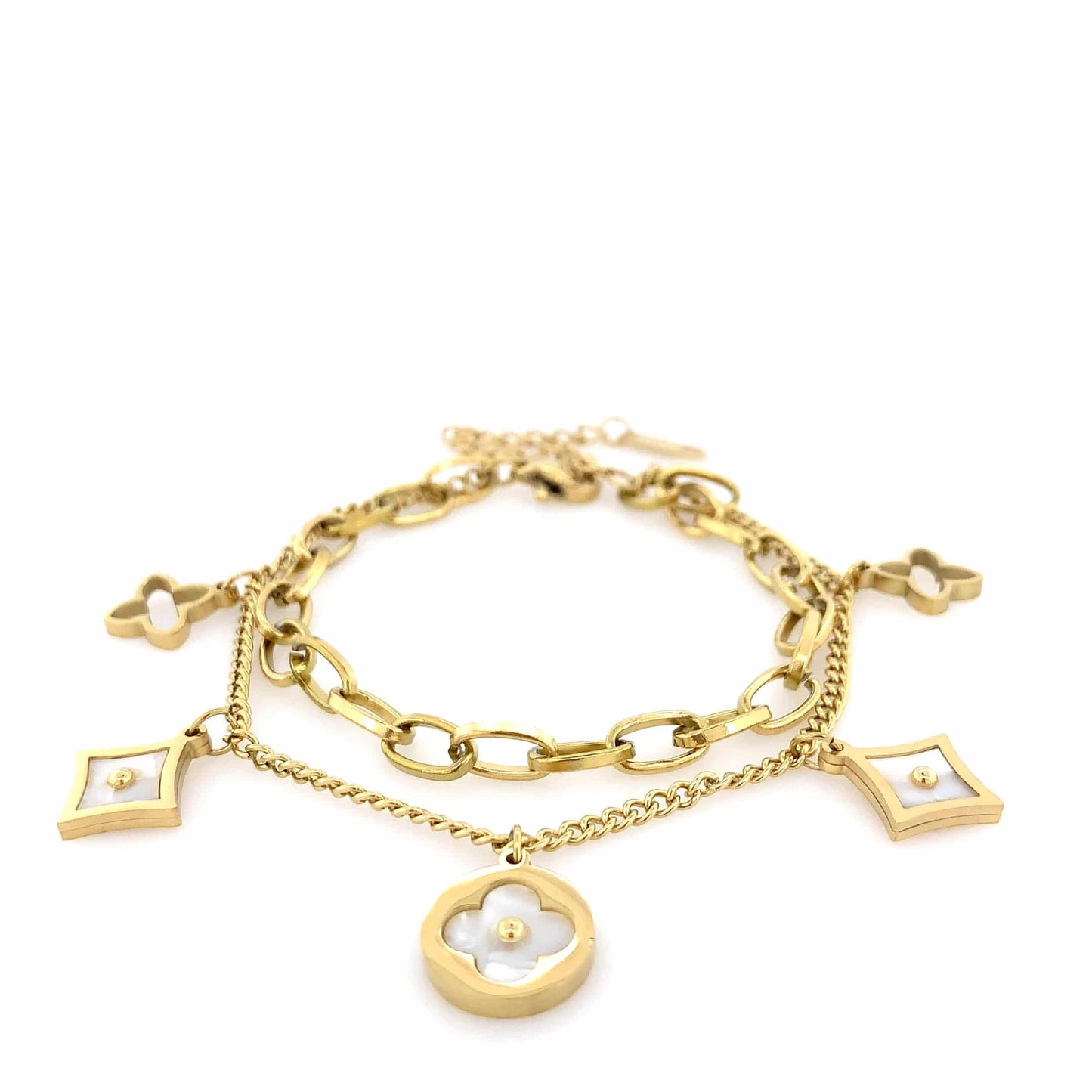 Zylver Floral Charm Bracelet with Mother-of-Pearl for Women - Demi-Fine Collection