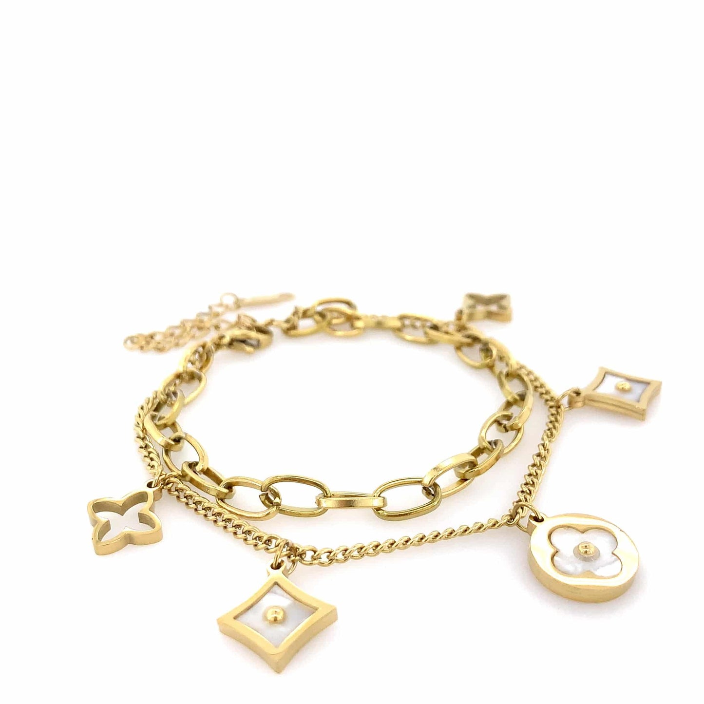 Zylver Floral Charm Bracelet with Mother-of-Pearl for Women - Demi-Fine Collection