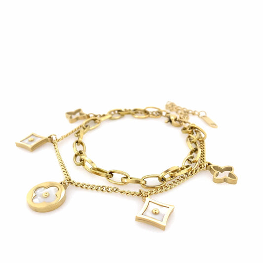 Zylver Floral Charm Bracelet with Mother-of-Pearl for Women - Demi-Fine Collection