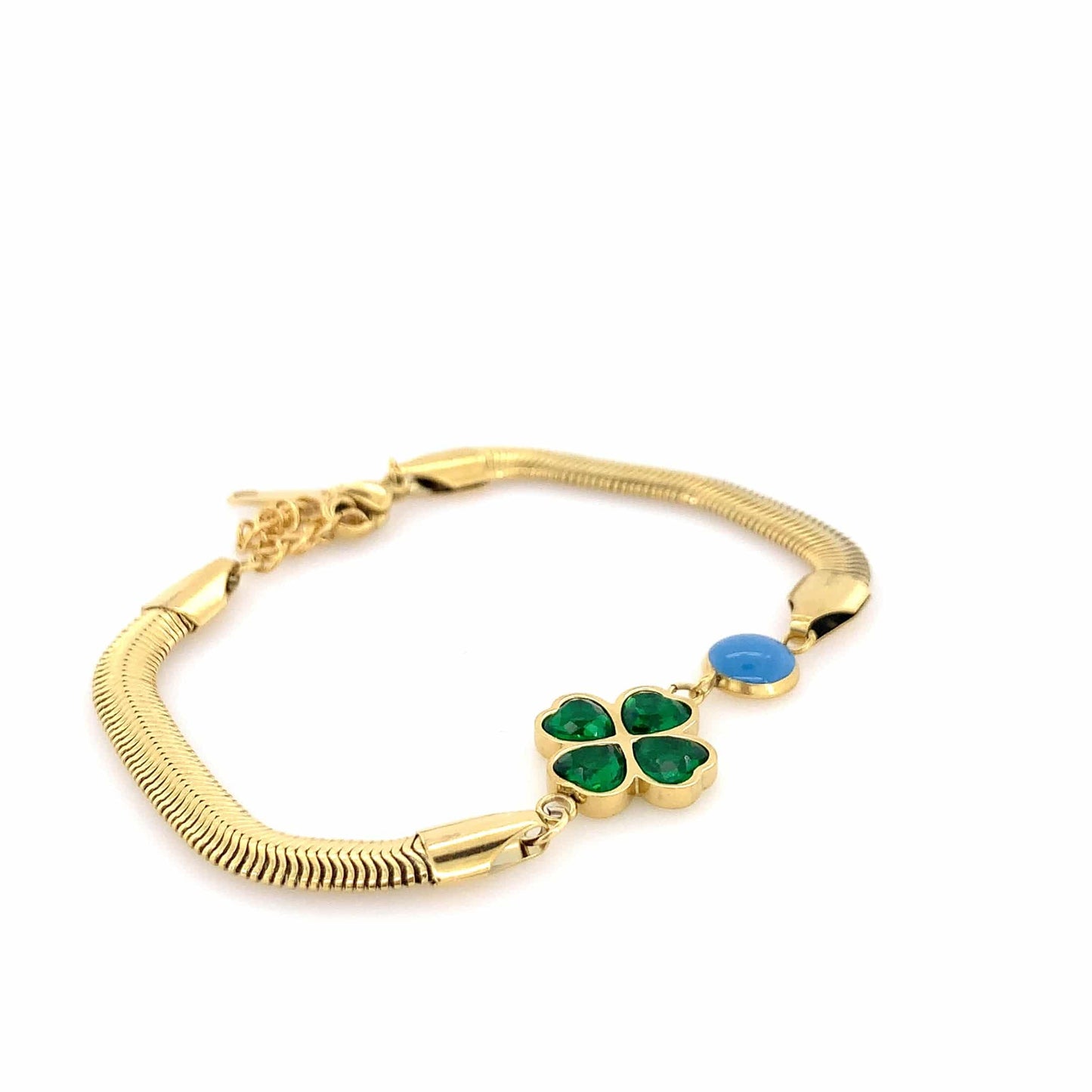 Zylver Clover Charm Bracelet with Enamel Accents for Women - Demi-Fine Collection