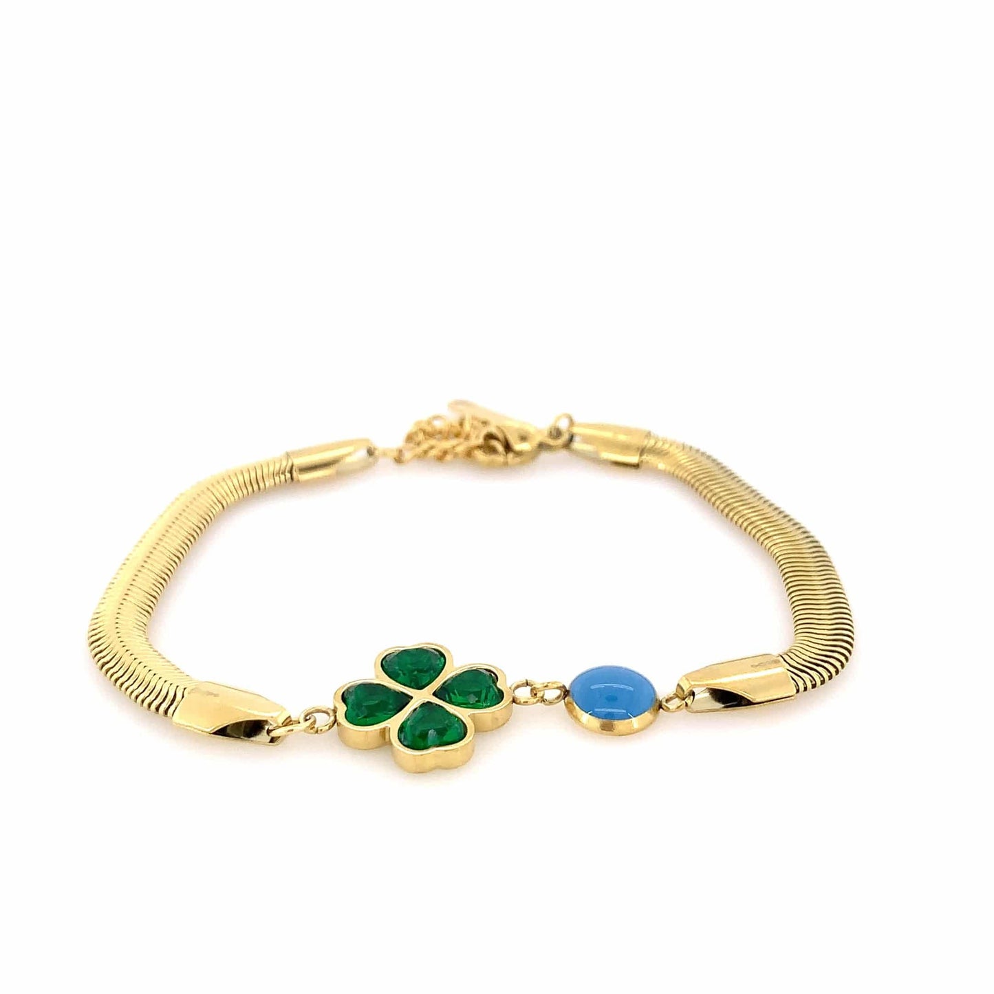 Zylver Clover Charm Bracelet with Enamel Accents for Women - Demi-Fine Collection