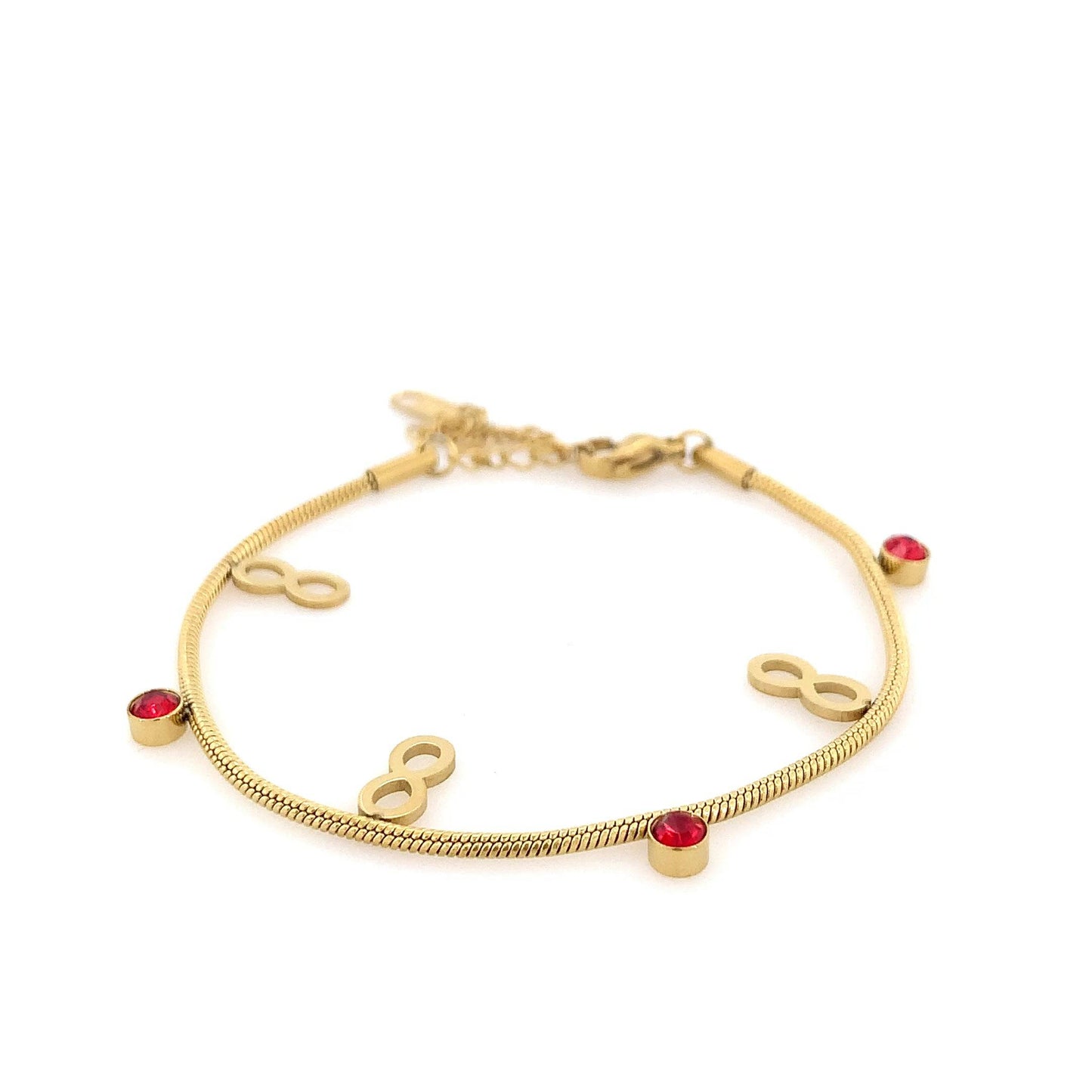 Zylver Infinity Charm Bracelet with Red Accents for Women - Demi-Fine Collection