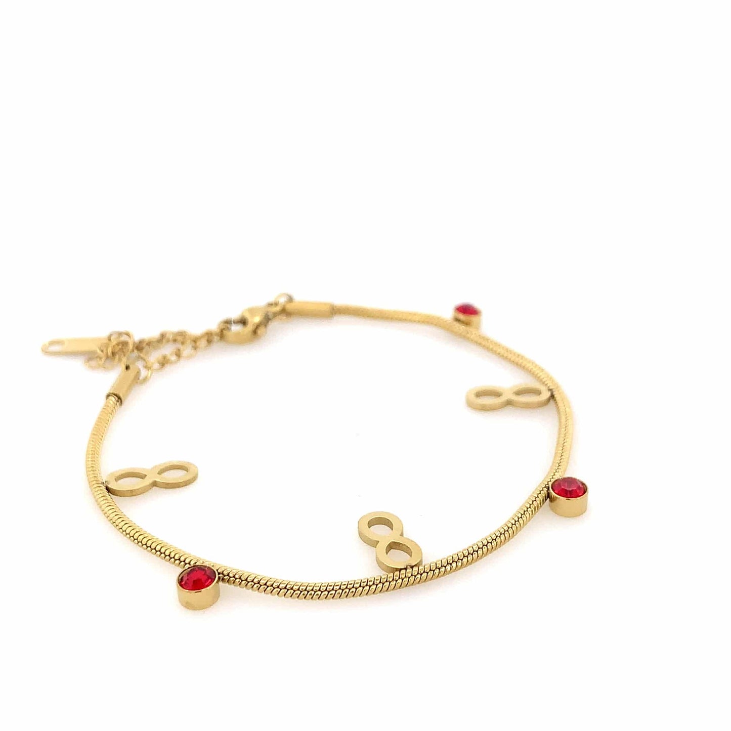 Zylver Infinity Charm Bracelet with Red Accents for Women - Demi-Fine Collection
