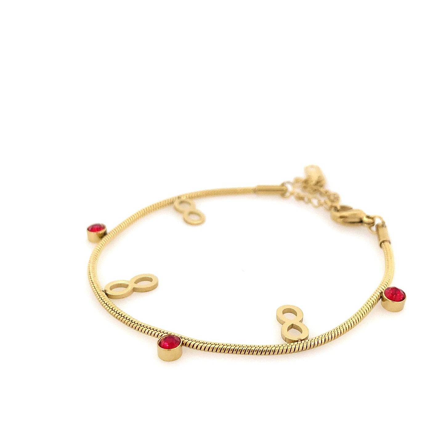 Zylver Infinity Charm Bracelet with Red Accents for Women - Demi-Fine Collection
