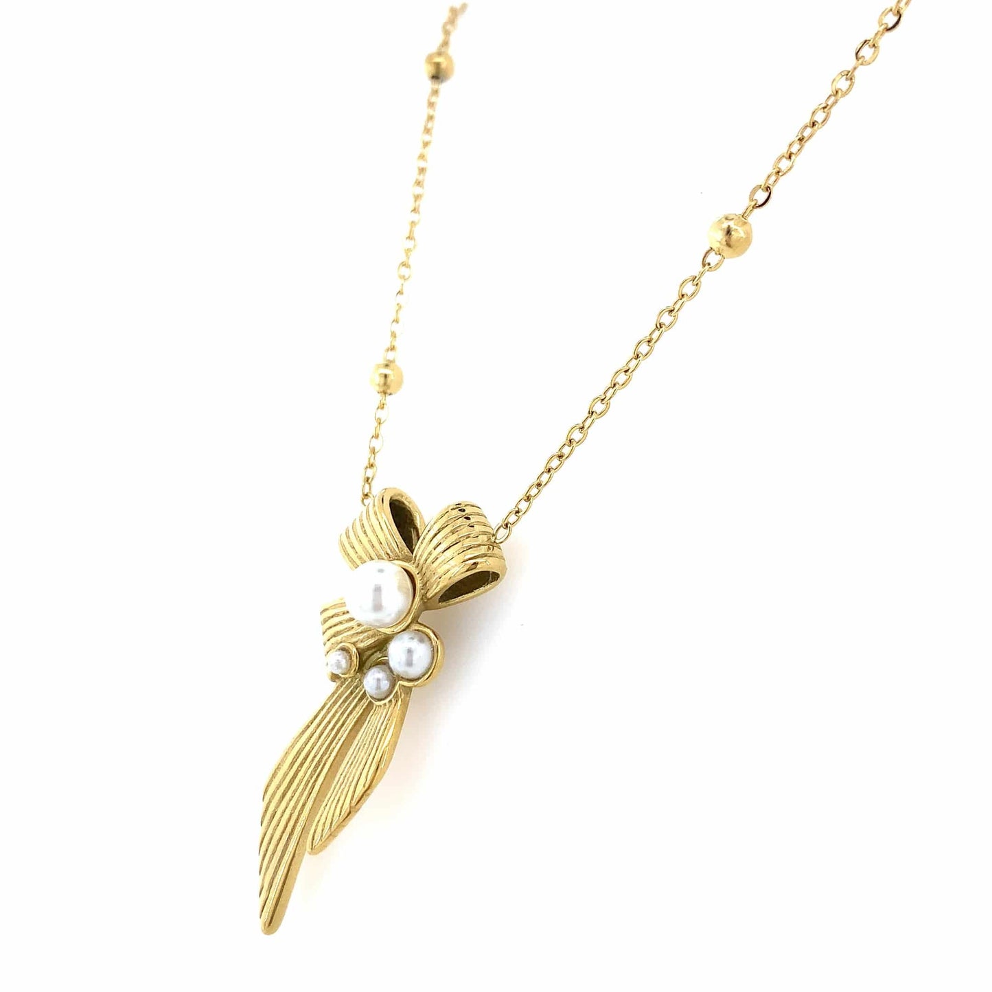 Zylver Pearl Bow Necklace for Women - Demi-Fine Collection