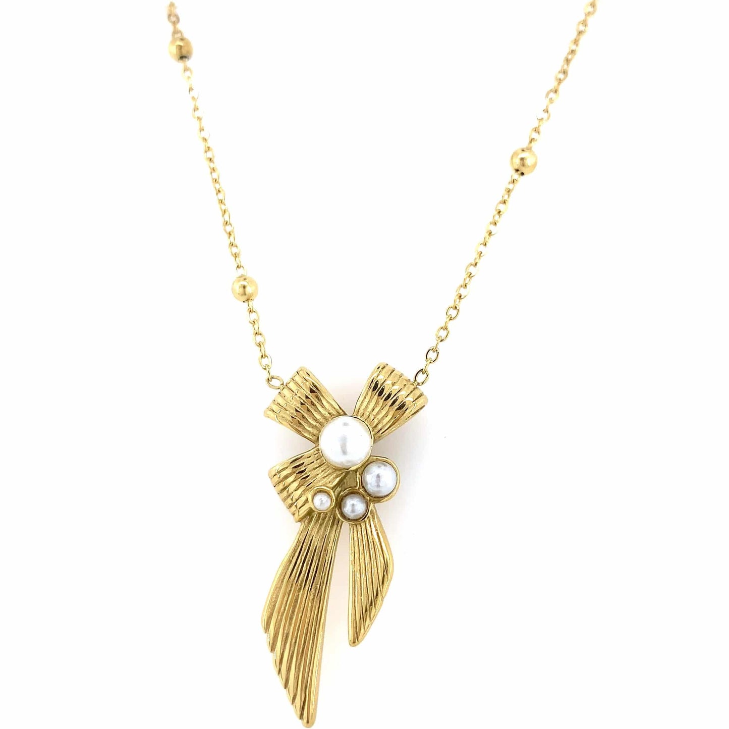 Zylver Pearl Bow Necklace for Women - Demi-Fine Collection