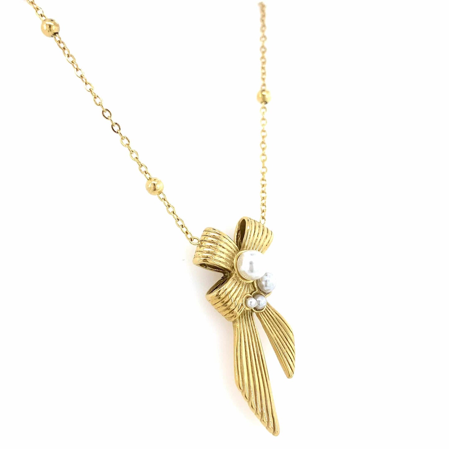 Zylver Pearl Bow Necklace for Women - Demi-Fine Collection