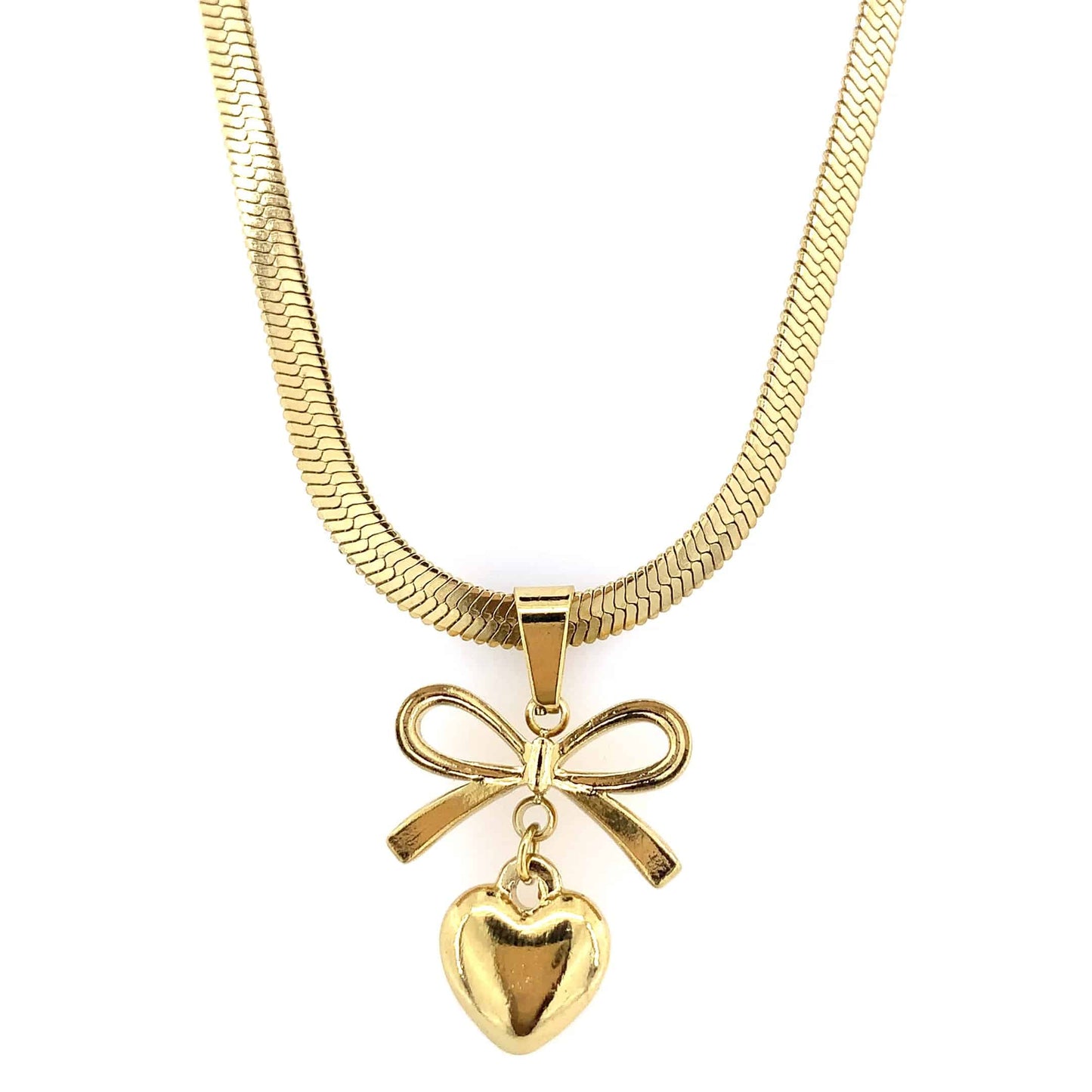 Zylver Bow and Heart Pendant Necklace for Women - Demi-Fine Collection