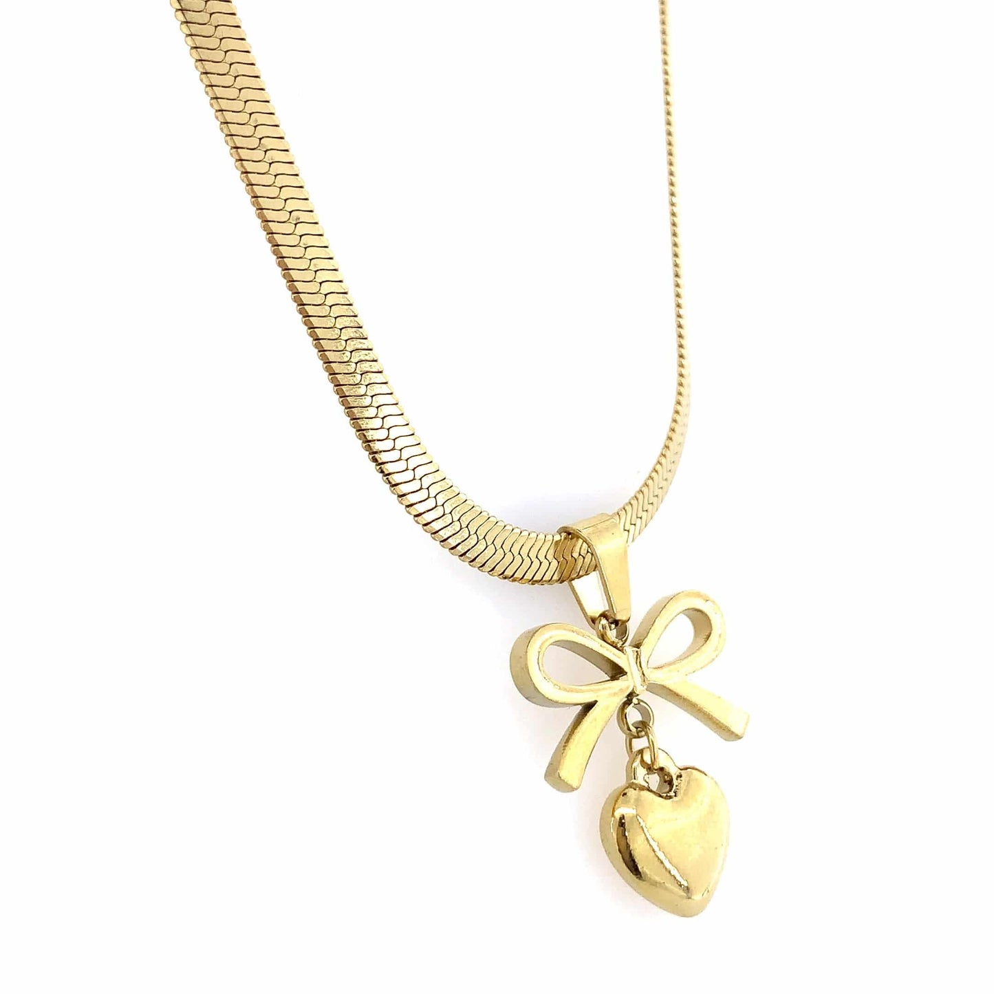 Zylver Bow and Heart Pendant Necklace for Women - Demi-Fine Collection