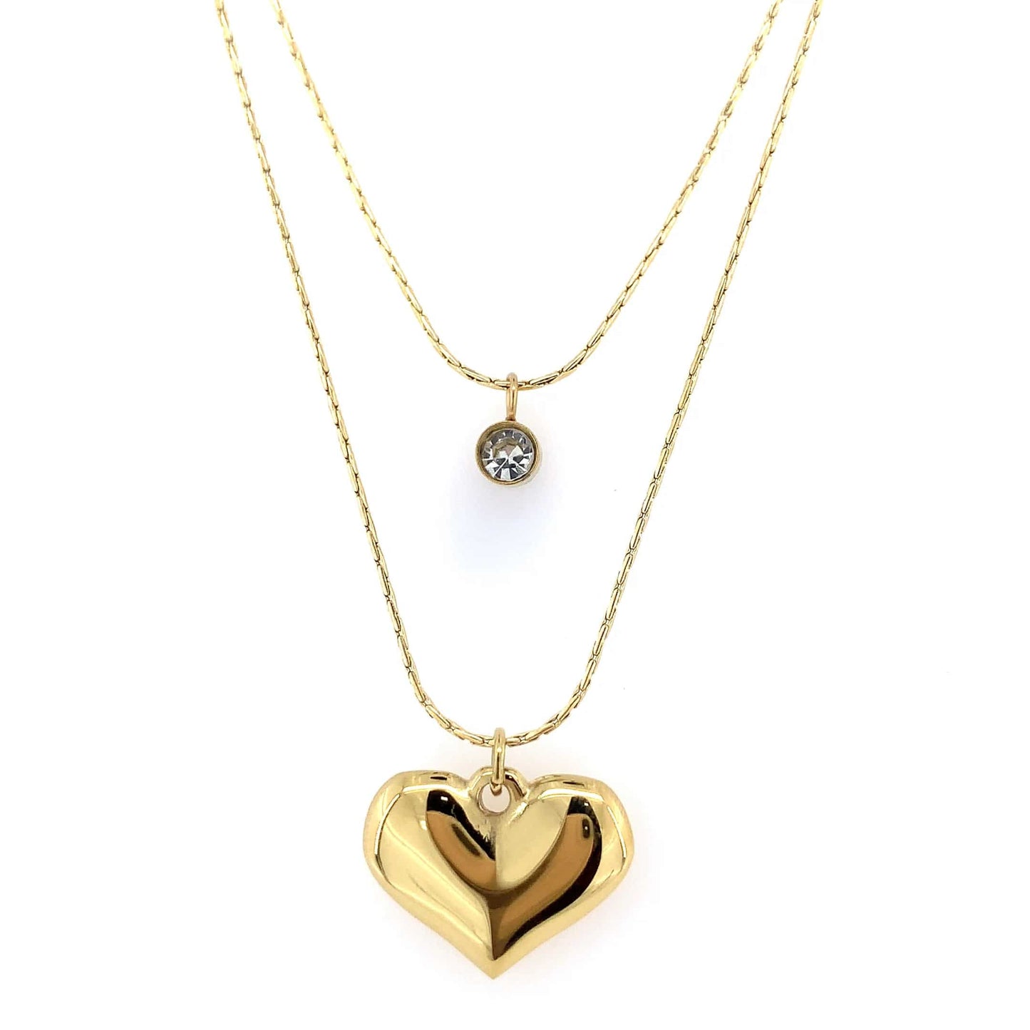 Zylver Layered Necklace with Heart and Crystal Charms for Women - Demi-Fine Collection
