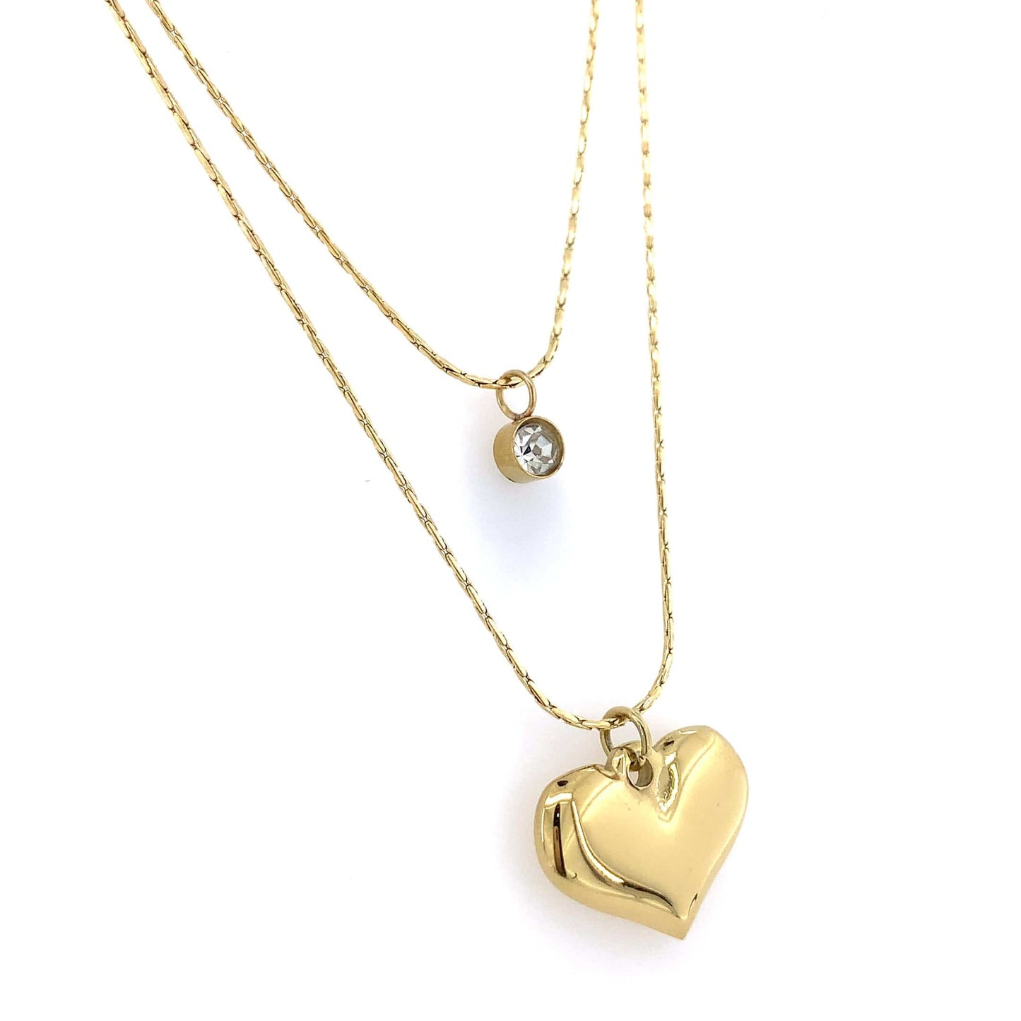 Zylver Layered Necklace with Heart and Crystal Charms for Women - Demi-Fine Collection
