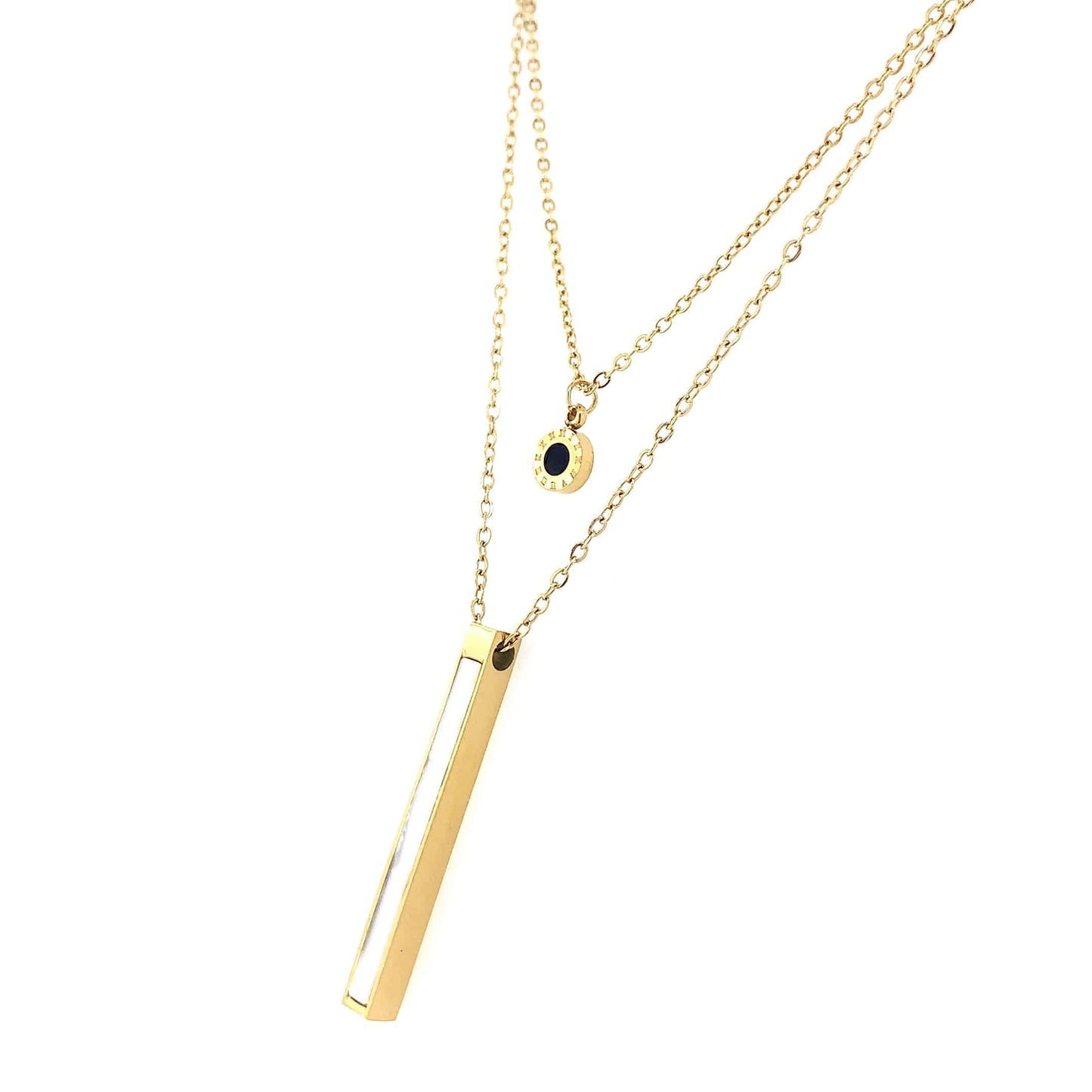 Zylver Layered Necklace with Onyx and Mother-of-Pearl for Women - Demi-Fine Collection