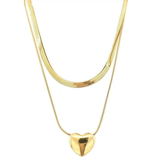 Zylver Layered Necklace with Heart Pendant for Women - Demi-Fine Collection