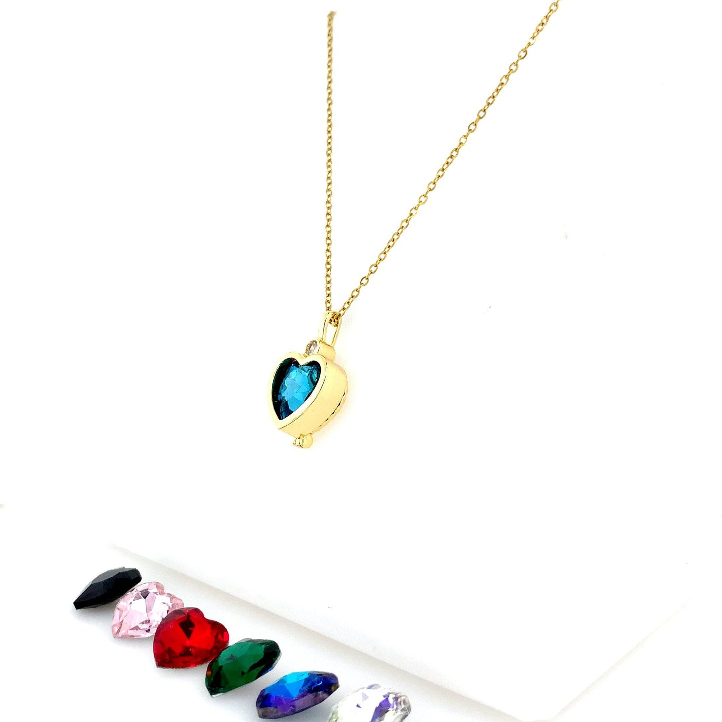 Zylver Heart Pendant Necklace with Changeable Stones for Women - Demi-Fine Collection
