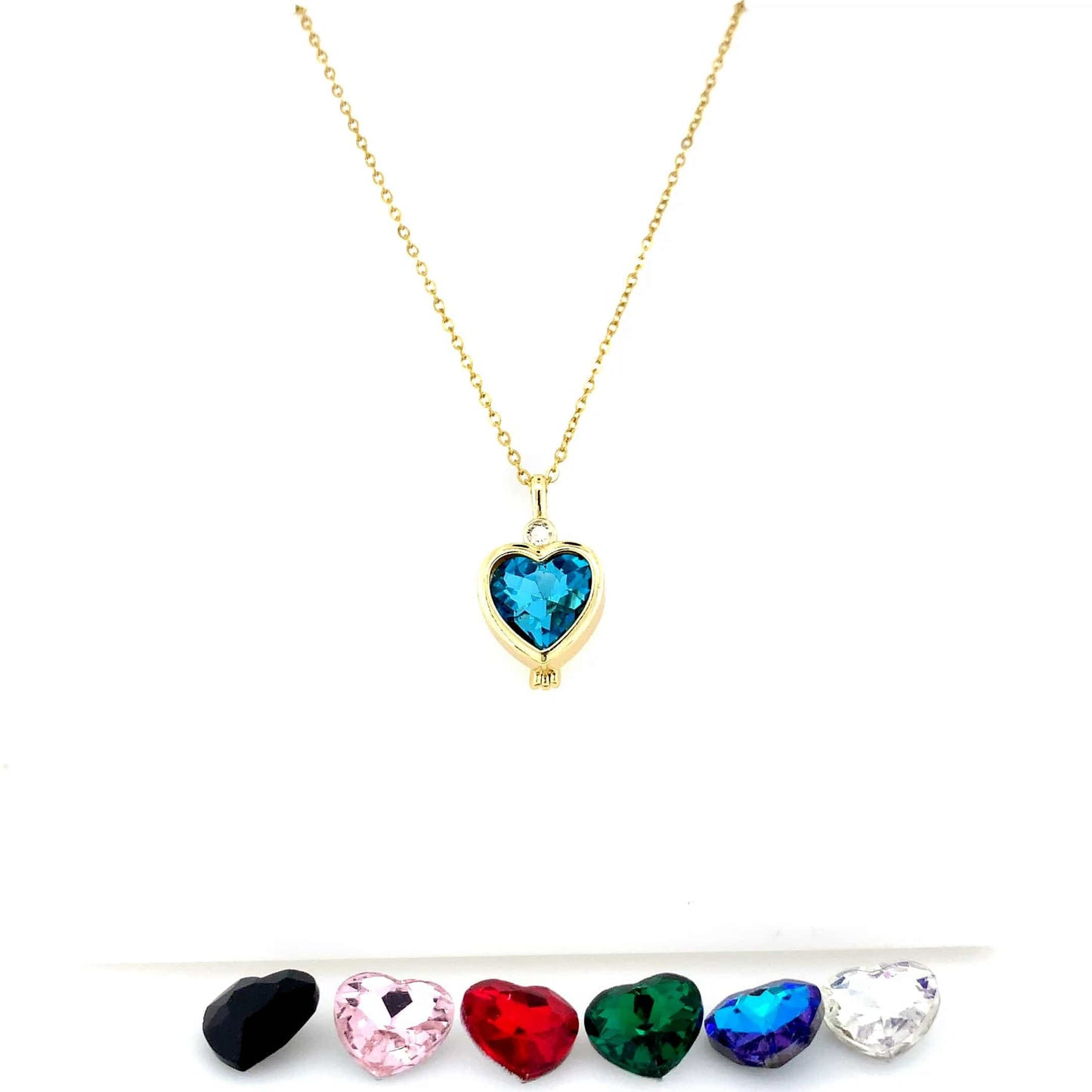 Zylver Heart Pendant Necklace with Changeable Stones for Women - Demi-Fine Collection