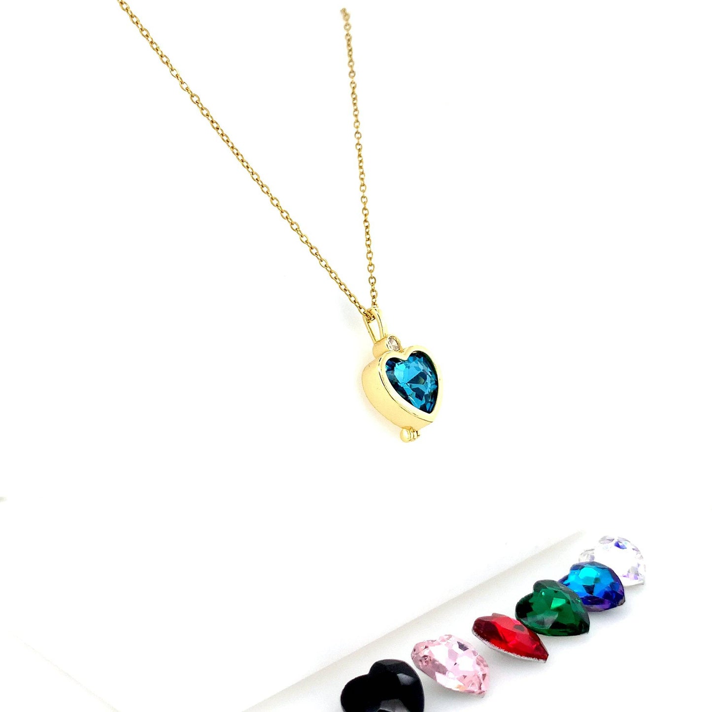 Zylver Heart Pendant Necklace with Changeable Stones for Women - Demi-Fine Collection