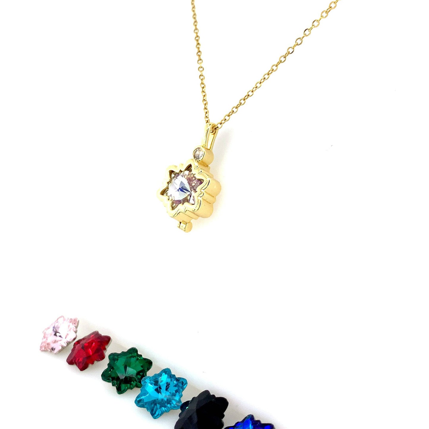 Zylver Star Pendant Necklace with Changeable Stones for Women - Demi-Fine Collection