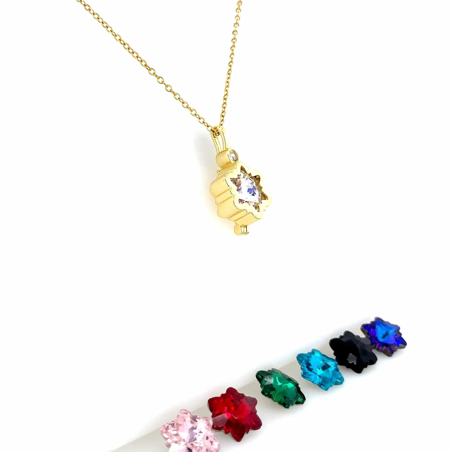 Zylver Star Pendant Necklace with Changeable Stones for Women - Demi-Fine Collection