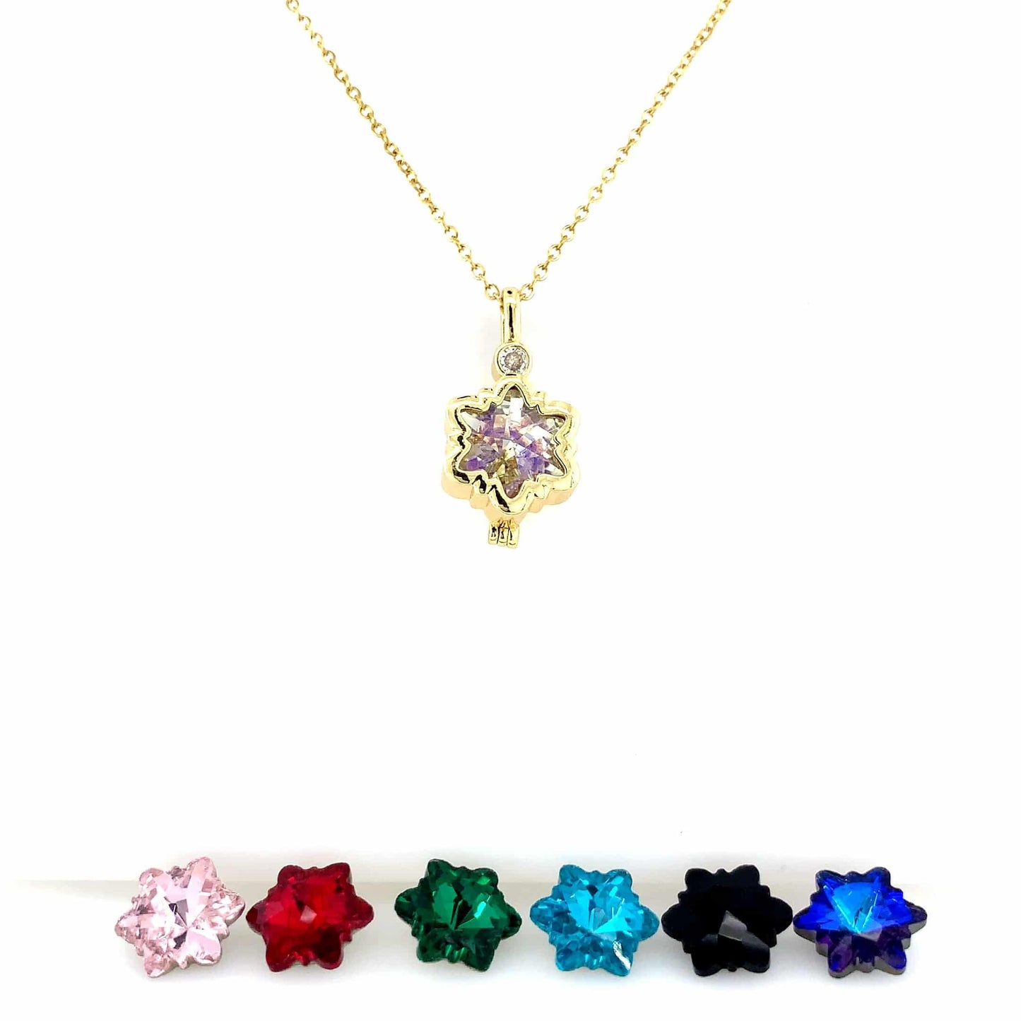 Zylver Star Pendant Necklace with Changeable Stones for Women - Demi-Fine Collection