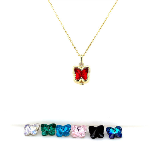 Zylver Butterfly Pendant Necklace with Changeable Stones for Women - Demi-Fine Collection