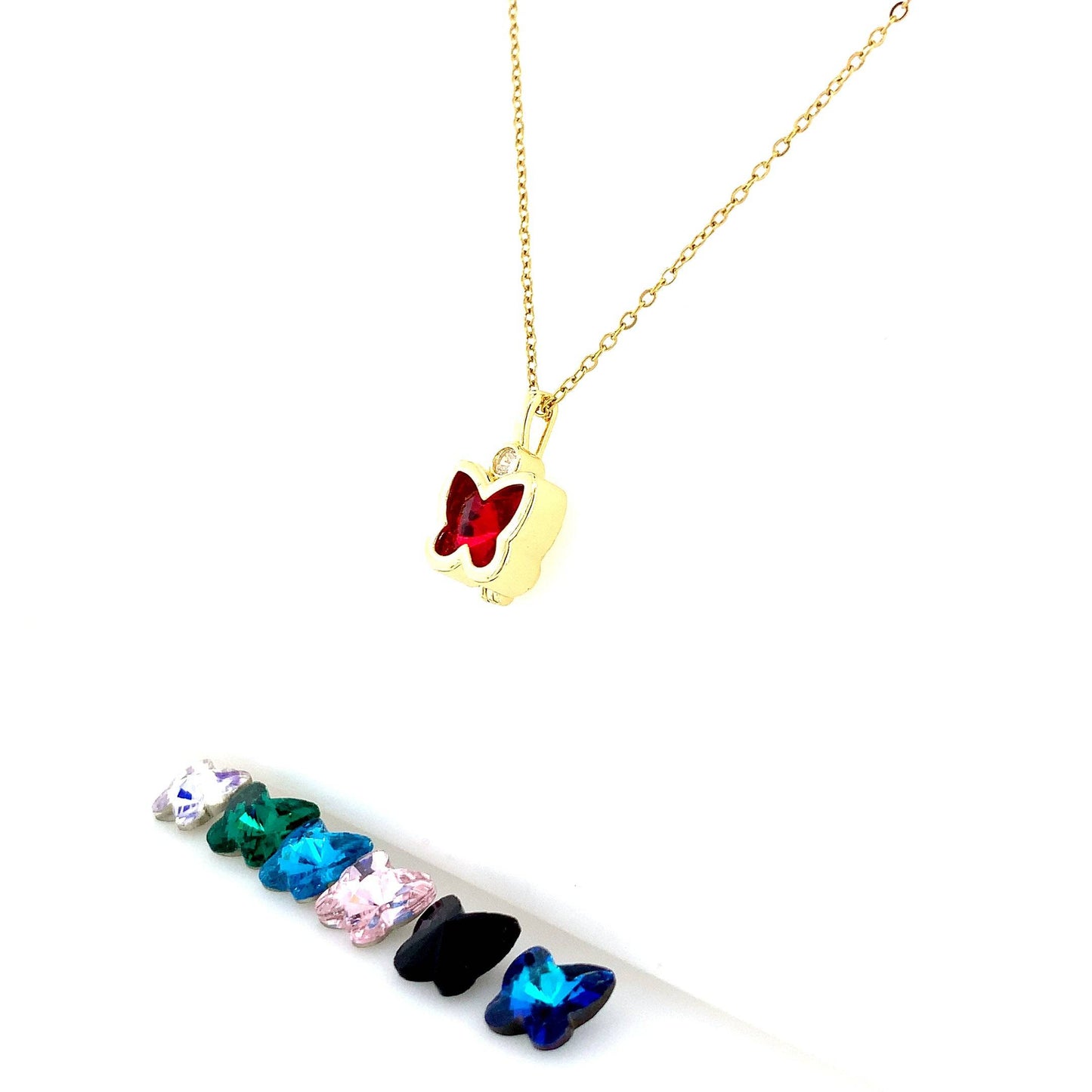 Zylver Butterfly Pendant Necklace with Changeable Stones for Women - Demi-Fine Collection