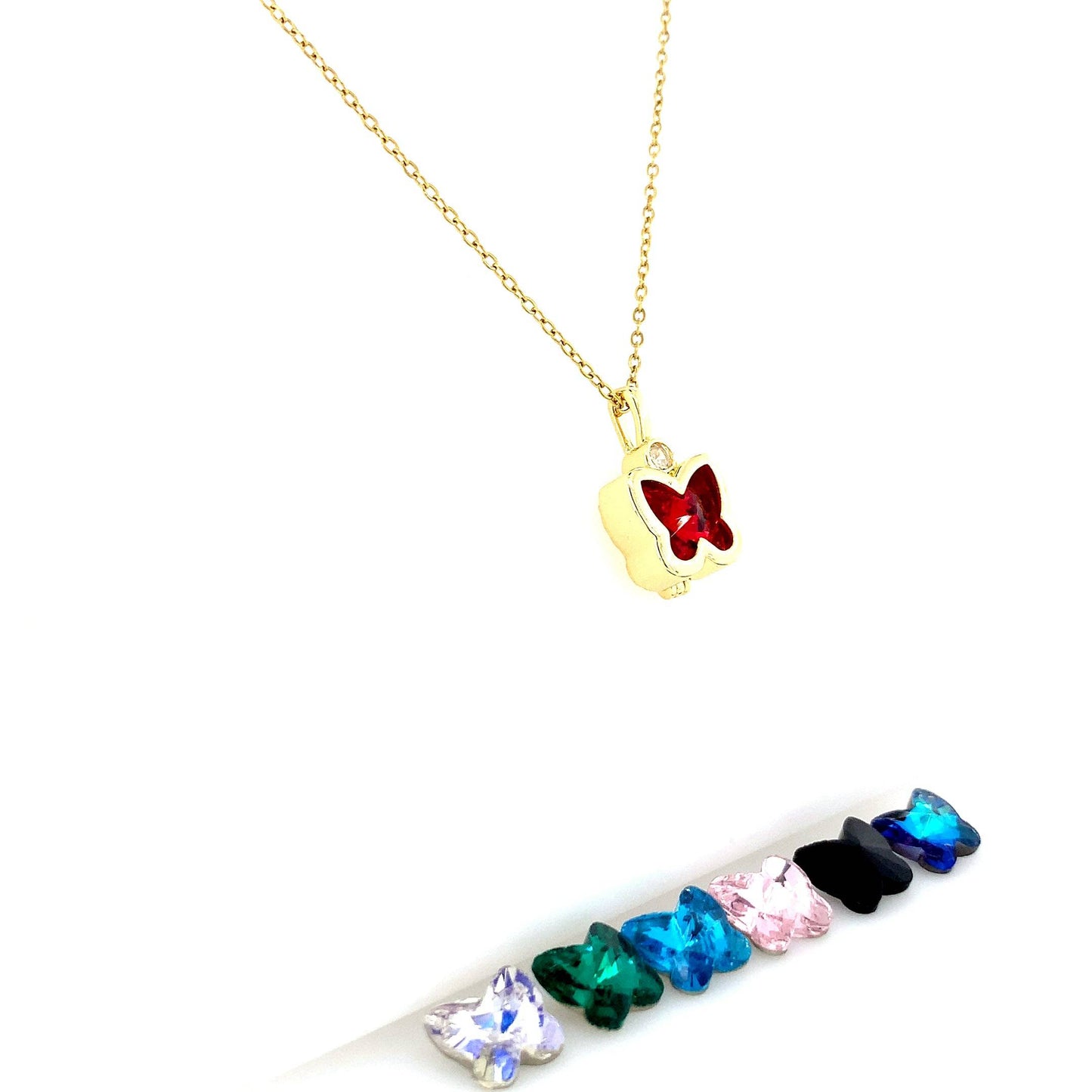 Zylver Butterfly Pendant Necklace with Changeable Stones for Women - Demi-Fine Collection