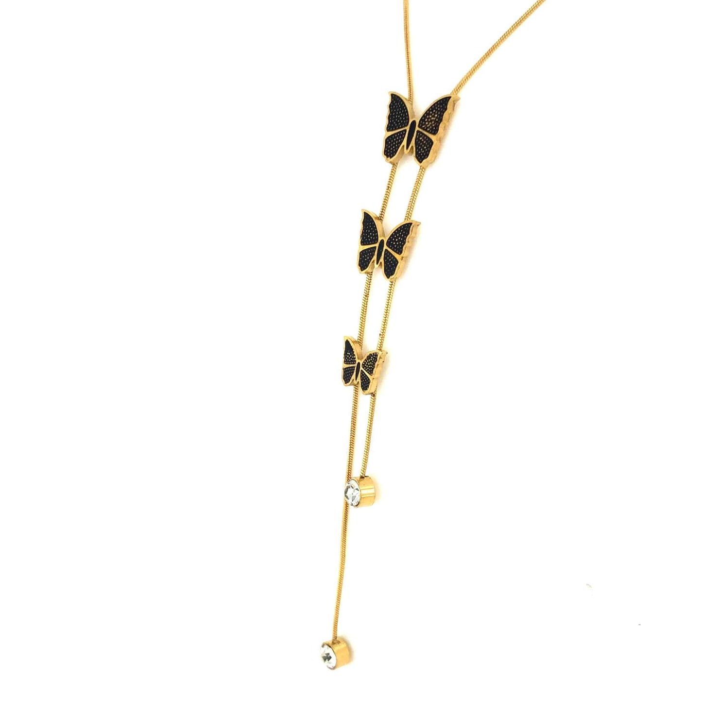 Zylver Butterfly Drop Necklace with Crystal Accents for Women - Demi-Fine Collection