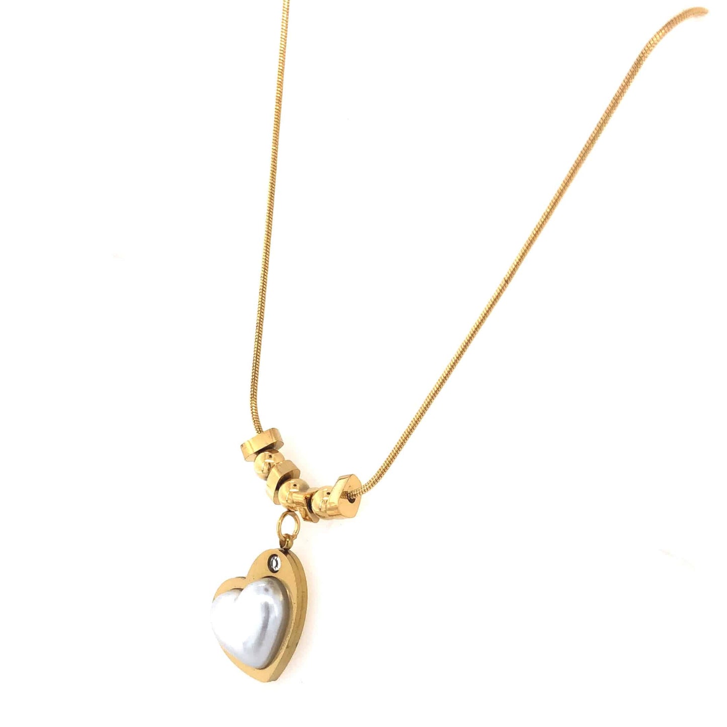 Zylver Heart Pendant Necklace with Pearl Accent for Women - Demi-Fine Collection