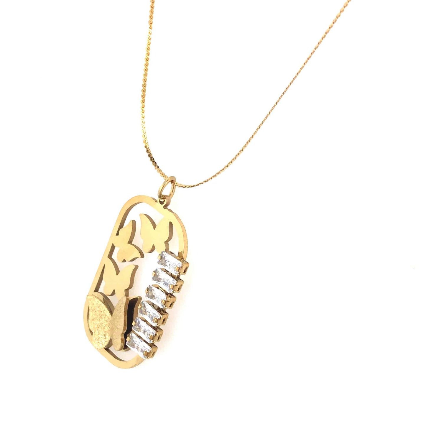 Zylver Butterfly Pendant Necklace with Crystal Bar for Women - Demi-Fine Collection